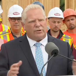 Doug Ford at a press conference and a Truth Social post from Donald Trump