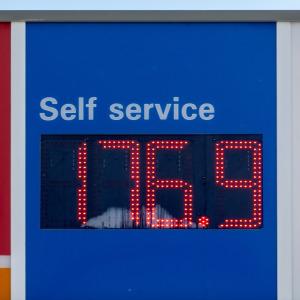 Photo of a Calgary gas station with high gas price