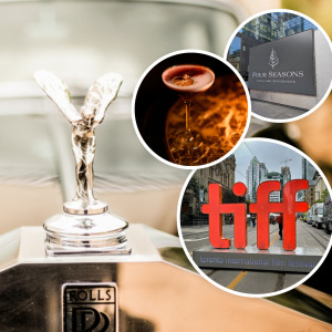 Driver walking to Rolls Royce + Four Seasons Toronto + cocktail + TIFF sign