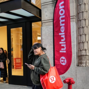 People coming out of a Lululemon store
