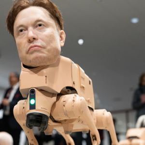 Autonomous robotic dogs fitted with hyper-realistic silicone heads modelled after Elon Musk