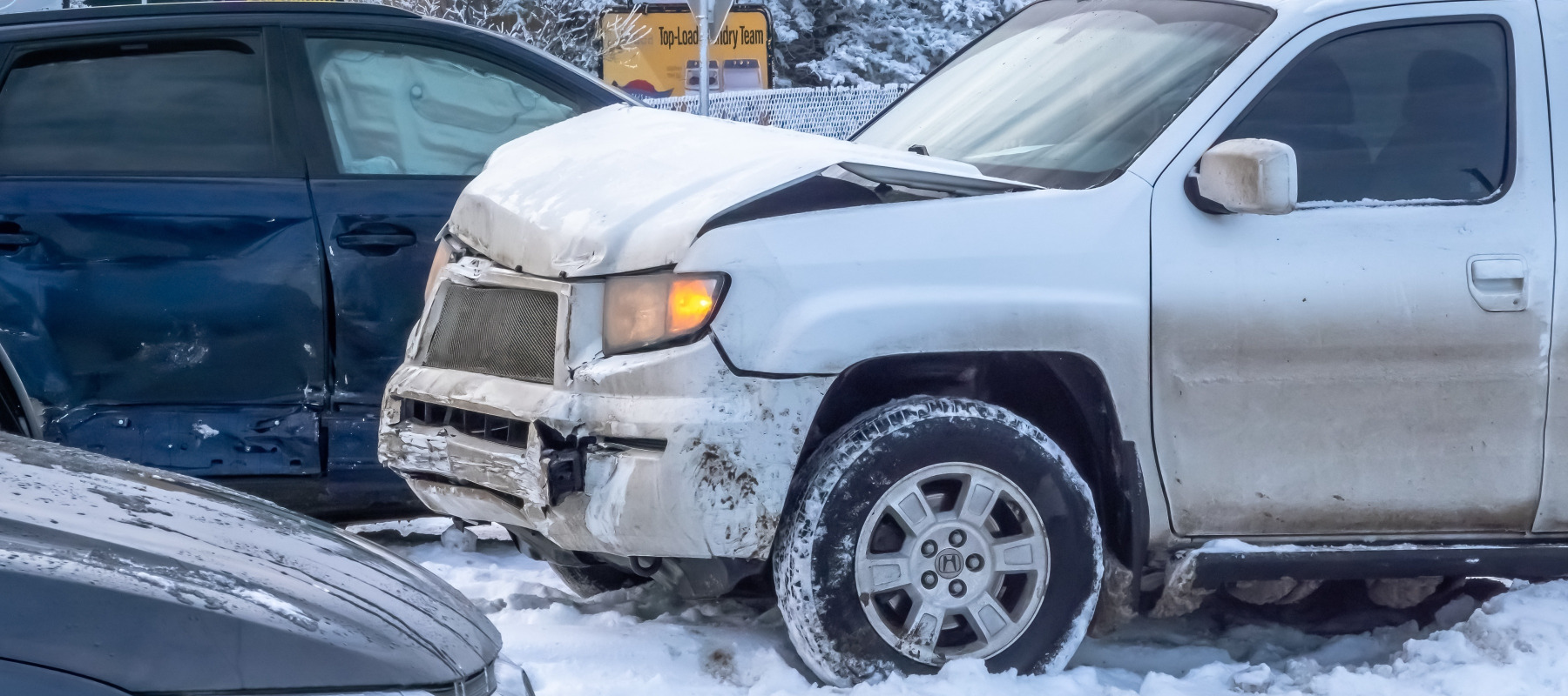 Car accident in the winter in Canada