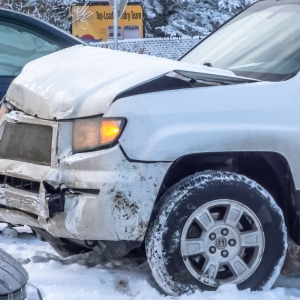 Car accident in the winter in Canada
