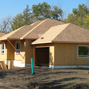 Row of homes under construction
