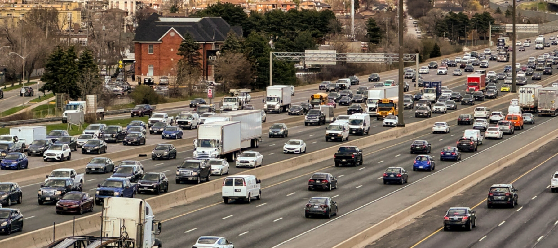 North York, Ontario on April 15, 2024: Afternoon traffic on highway 401