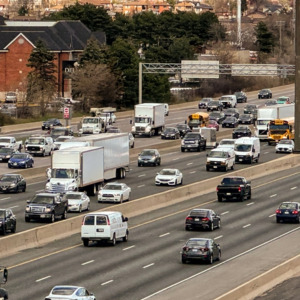 North York, Ontario on April 15, 2024: Afternoon traffic on highway 401