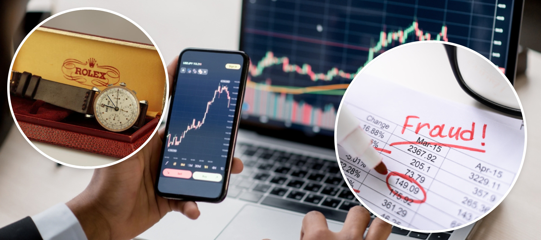Investor online + Rolex watch + Fraud analysis