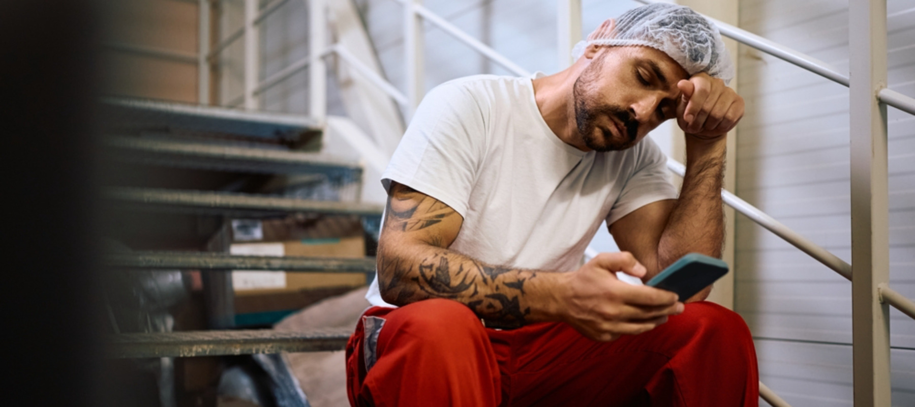 Tired worker on a break