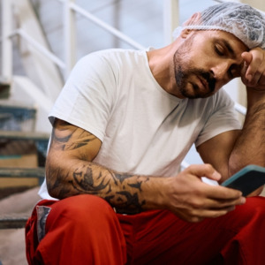Tired worker on a break