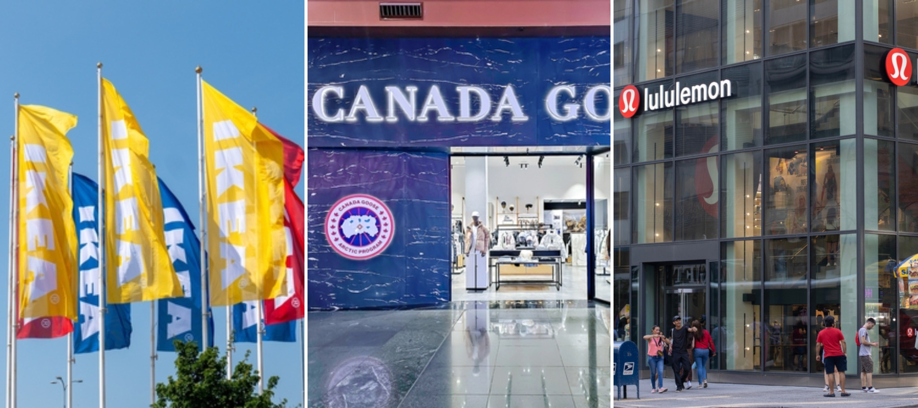 Ikea store flags + Canada Goose store + Lululemon store in New York