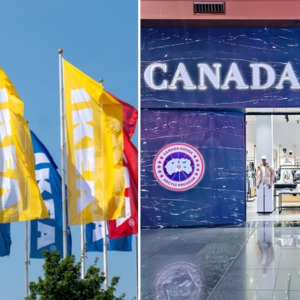 Ikea store flags + Canada Goose store + Lululemon store in New York