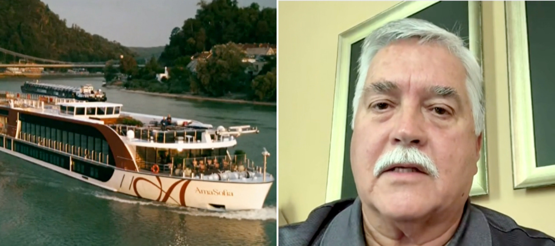 Brian Lobaskie next to a river boat cruise