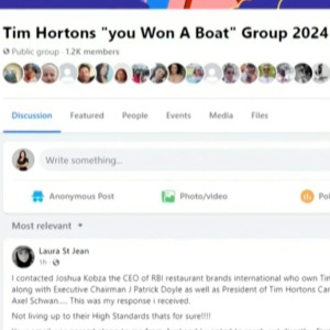 Image of a facebook group, image of a Roll Up to Win cup