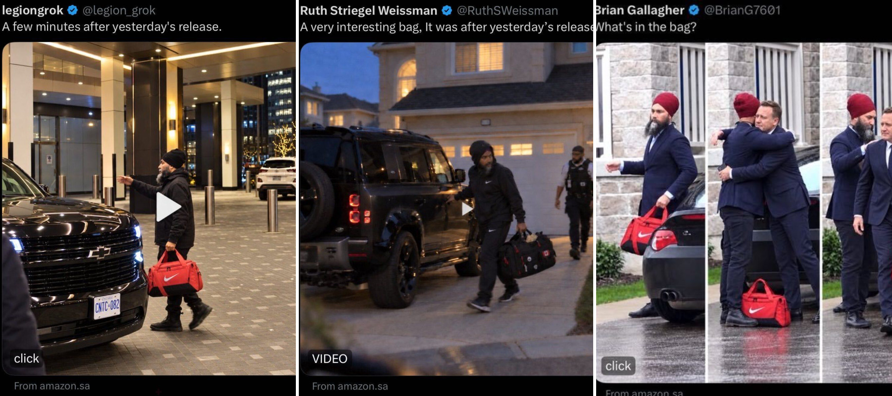Screenshots of social media posts