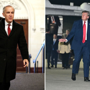 Prime Minister Mark Carney in Ottawa + Donald Trump in South Carolina