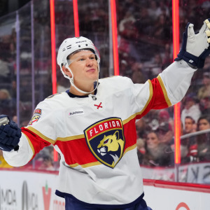 Brady Tkachuk, former Ottawa Senators NHL player + Ottawa Senators create a playoff display for their fans Canadian Tire in Kanata, Ontario