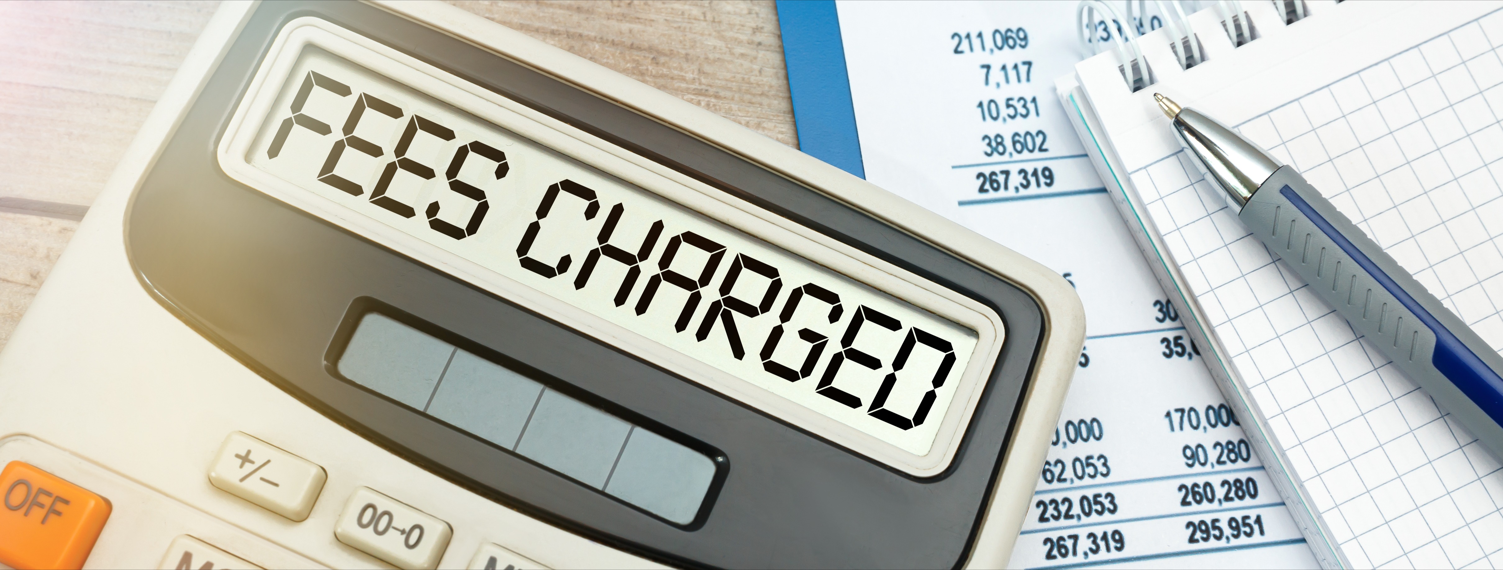 FEES CHARGED words on calculator